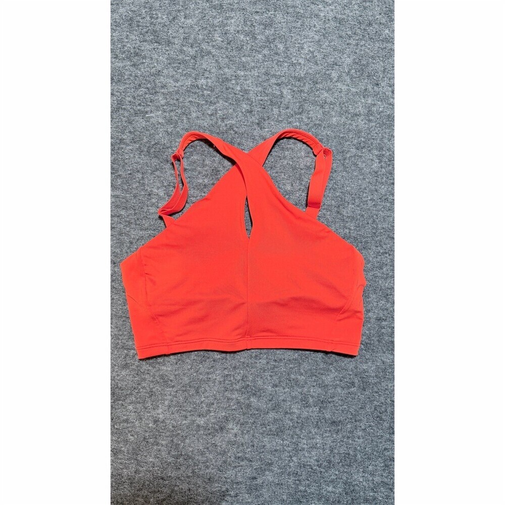 Athleta Sports Bra Womens S Orange Strappy Back Racerback Medium Support